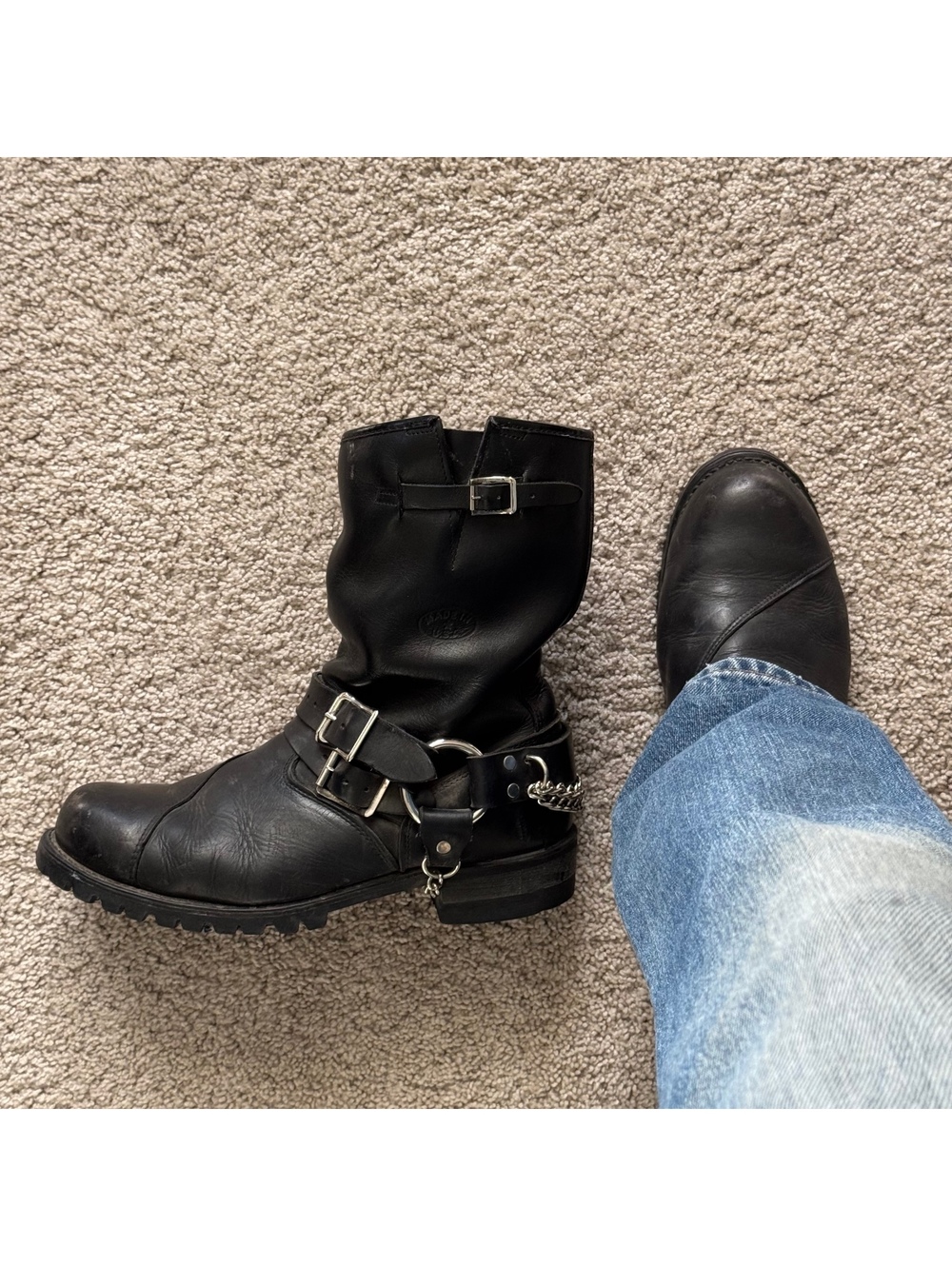 Vintage Made in usa men’s engineer harness boots black size 11 frye like style